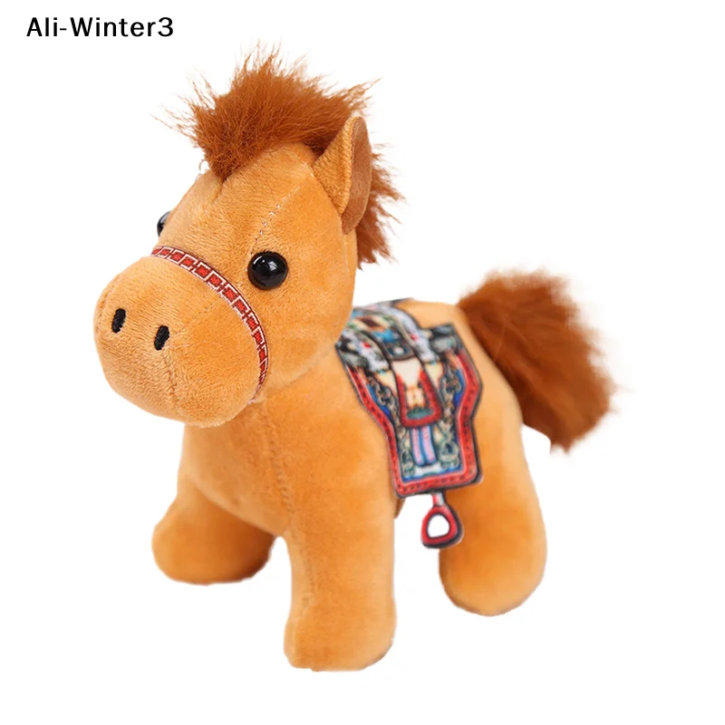 

(YY)1Pc 2026 New Year Mascot Plush Horse Keychain Doll Toy 3.9Inch Animal Horse Stuffed Doll Pendant for Children Christmas Gift