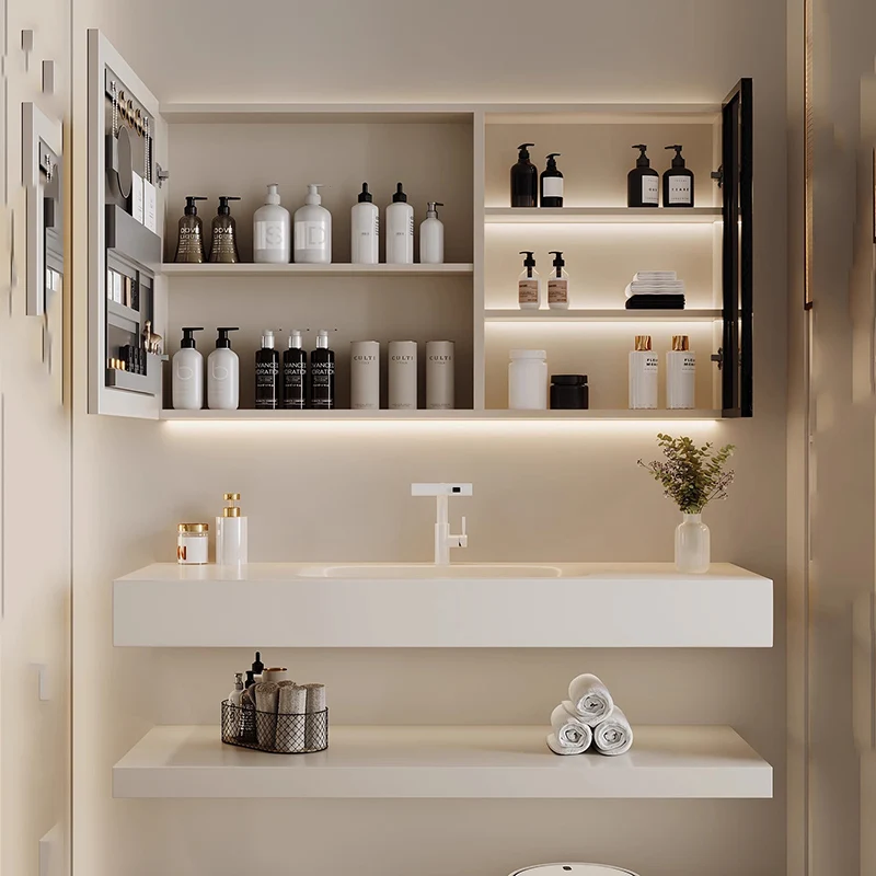 Disinfecting Luxury Bathroom Cabinet Organizer Mirror Shelves Sink Cupboard Gadgets Modern Skincare Archivadores Home Furniture