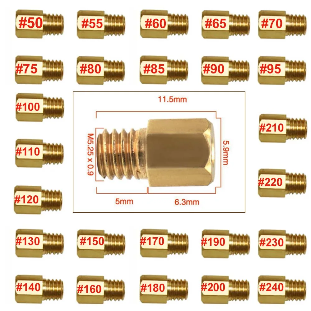 Vergaser Messing Sechs kant Typ Haupt strahl 5,2mm Gewinde für Mikuni Vm/TM/TMX Vergaser Größe 50 bis