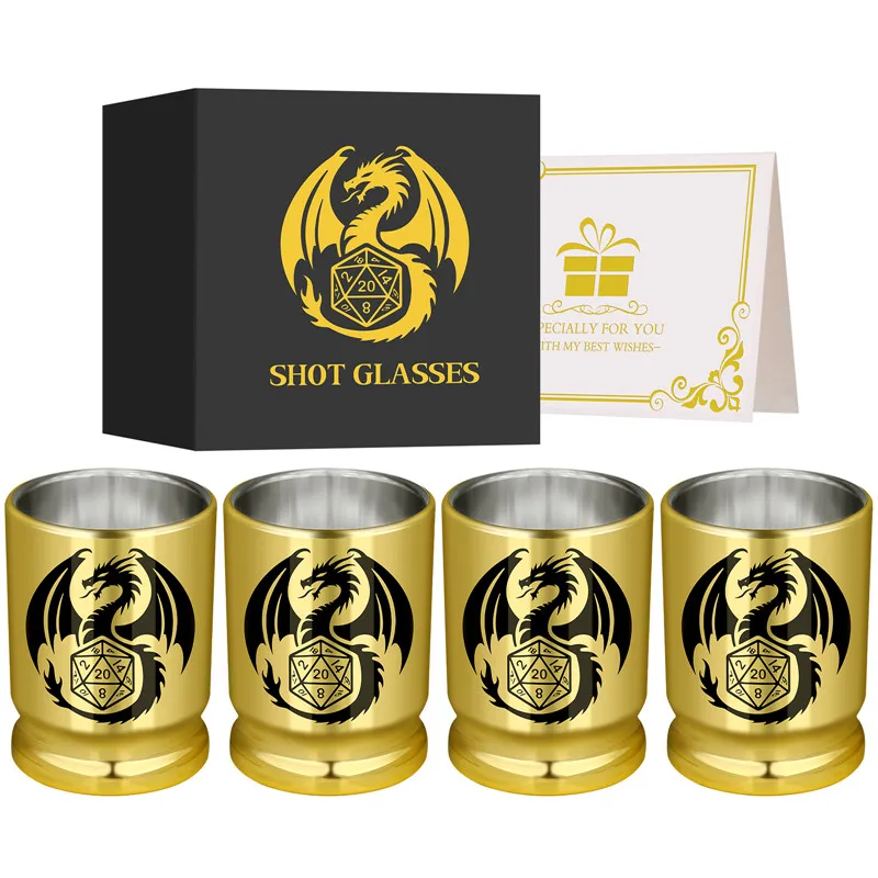 

95ml/3.2oz 50 Caliber Bullet Shot Cups Golden Gaming Dragon Pattern Plastic Shot Glasses for Wedding Party Club Bar Accessory