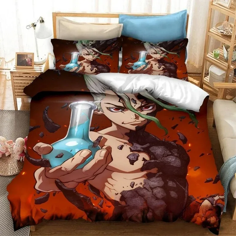 Nuevo juego de cama con estampado 3D de Anime Dr.STONE, fundas de edredón, fundas de almohada, juegos de cama, ropa de cama, juegos de funda nórdica