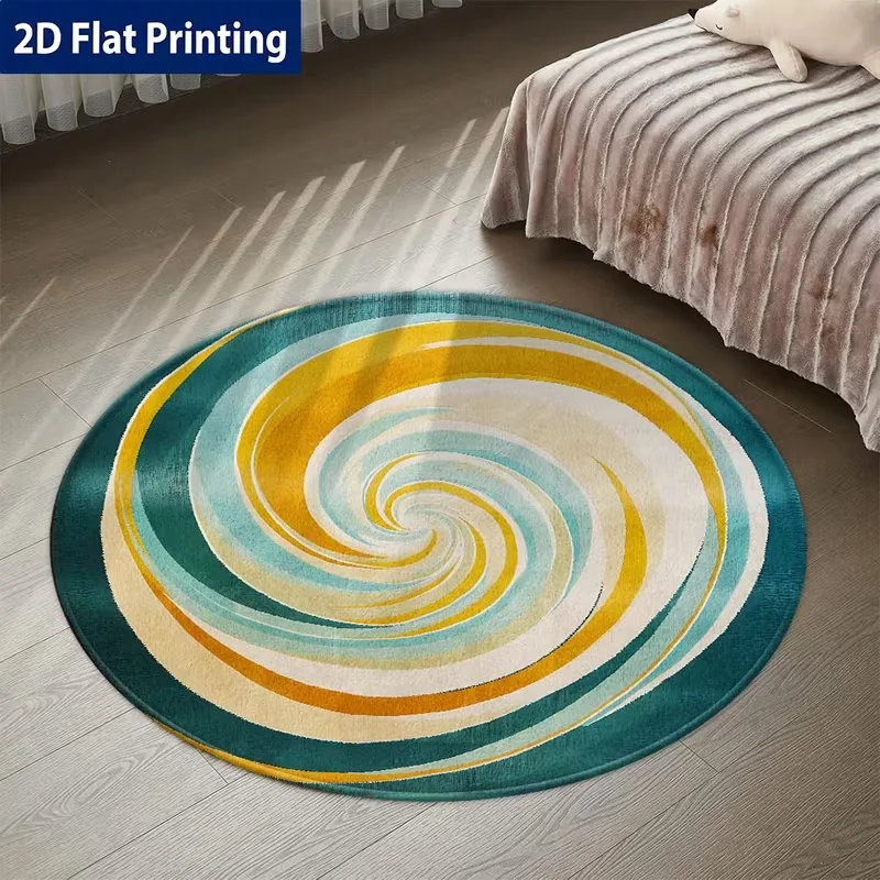 Abstrakter Spiralförmiger Runder Teppich Farbverlauf Wellenmuster Ästhetische Rutschfeste Weiche Matte Moderner Minimalistischer Wohndekor Teppich für Schlafzimmer
