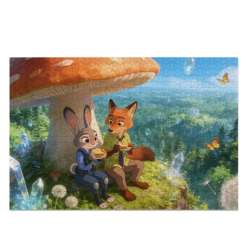 1000 ชิ้น ดิสนีย์ ซูโทเปีย จูดี้ ฮอปส์ และ นิค ไวลด์ โปสเตอร์ปริศนา, ความบันเทิงสำหรับครอบครัว ของตกแต่งบ้าน, ปริศนาวันเกิด, แบบไม่มีกรอบ A