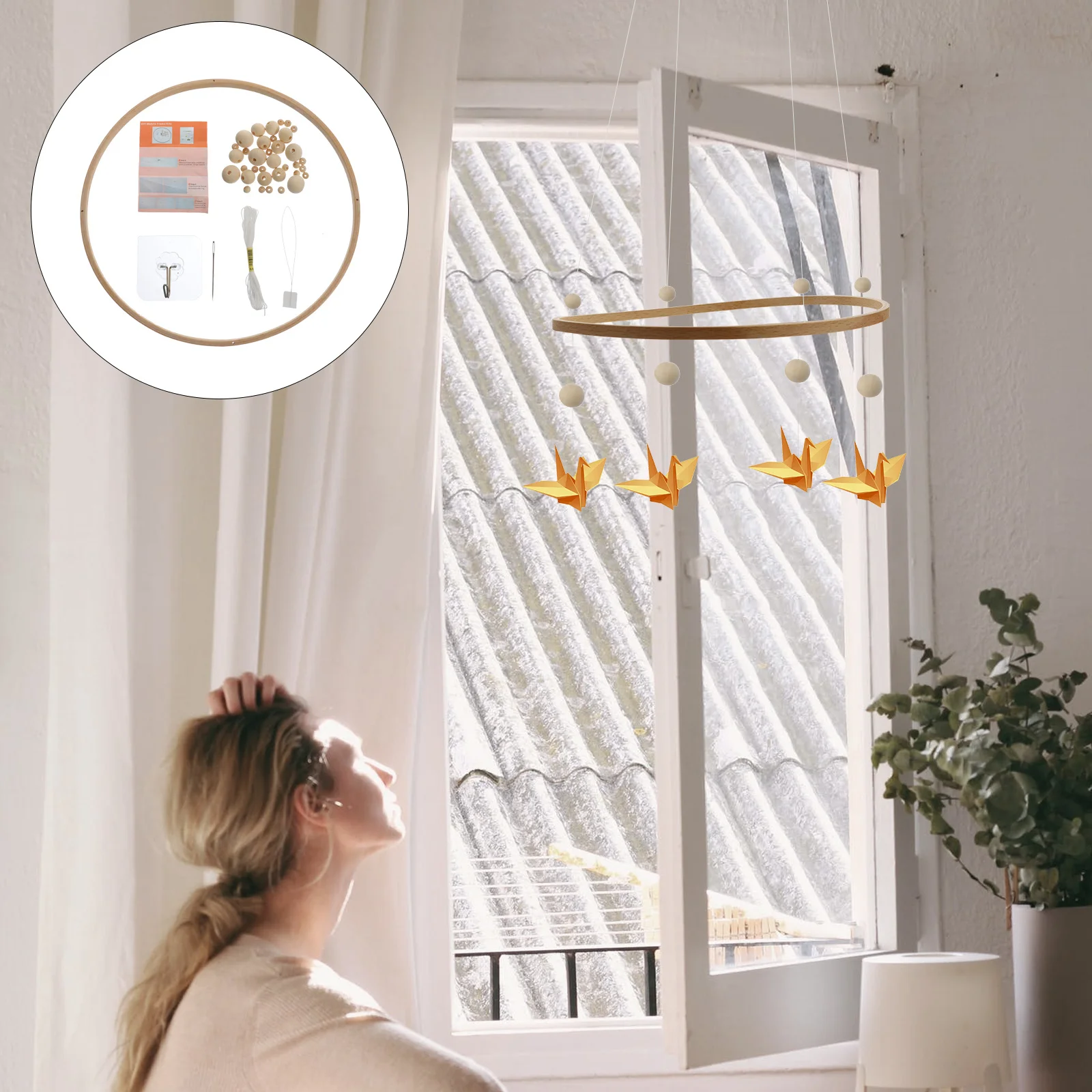 

1Set Wooden Wind Chime Kit DIY Material Pack Handmade Home Decoration for Bedroom Living Room Car Durable and Safe