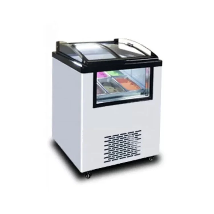 Flat Sliding Door Ice Cream Display Cabinet LED Light Box High Quality Commercial Freezer  Open Door for Cake Display Cooling