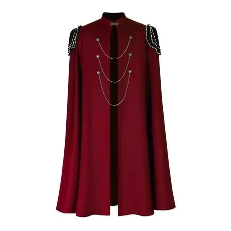 

Medieval Vintage Black Red Cloak Coats Windproof Trench Chic Winter Long Cape Poncho Gothic Mens Monk Halloween Cosplay Costume