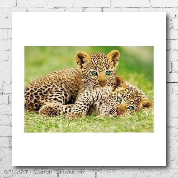 

CHEETAH CUBS IN GRASS Canvas Poster - NATURE ANIMALS BABIES Custom Size Available Room Decoration Home Decor Wall Art