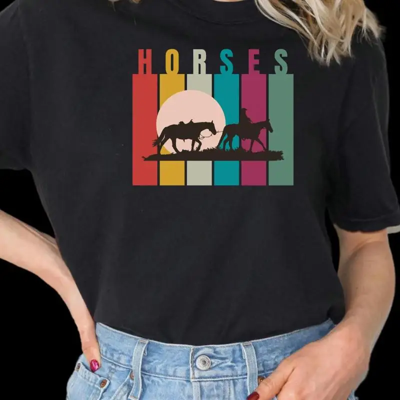 

Винтажная футболка в стиле ретро с лошадьми, одежда для конного спорта с животными, летний топ