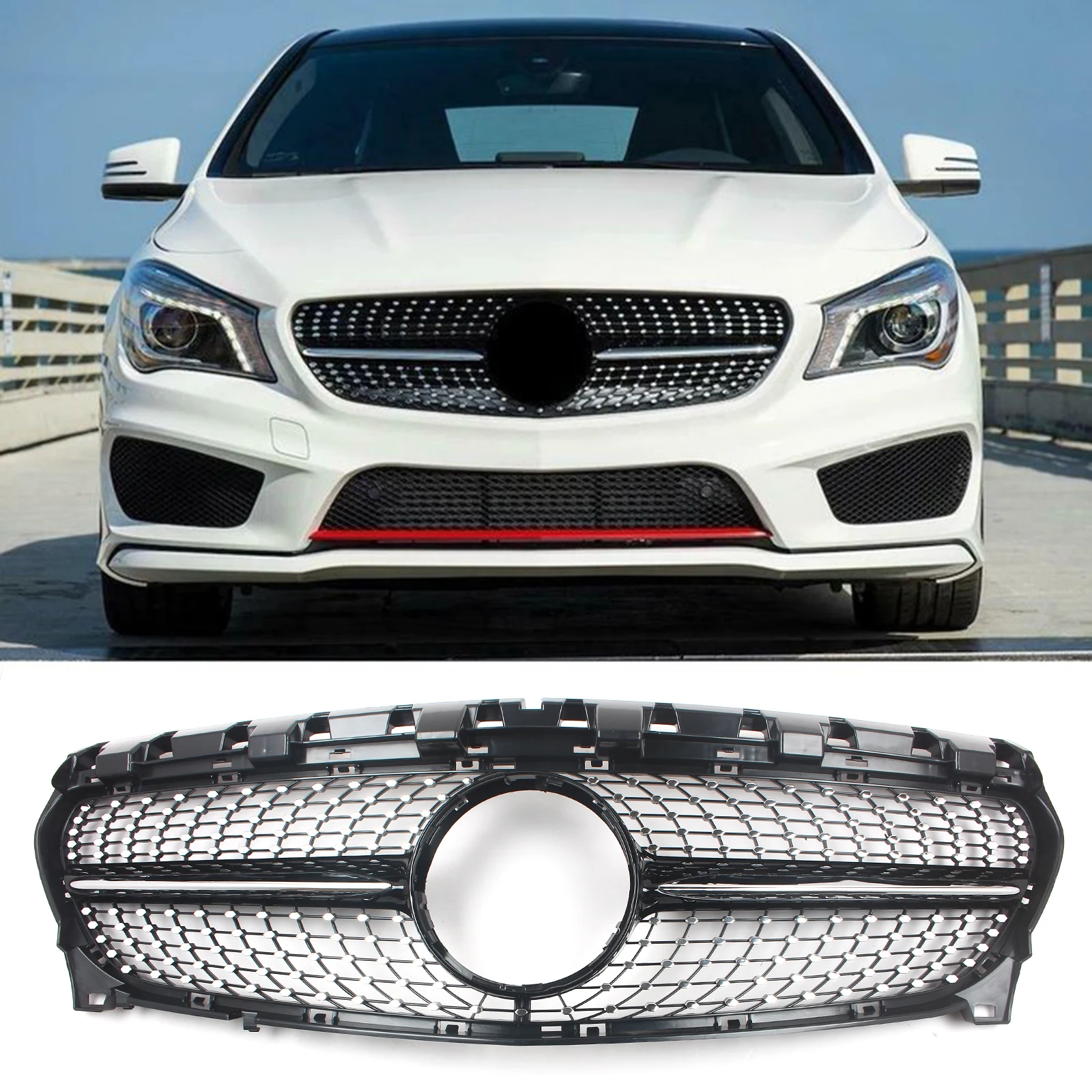

Car Front Bumper Racing Grill Billet Gril Tuning Accessories For Mercedes Benz W117 CLA-Class 2015-2019