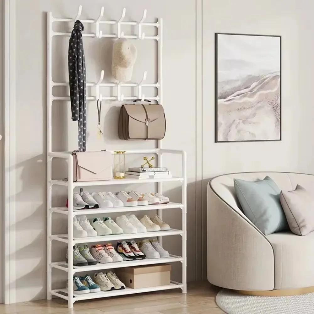 Shoe Rack DIY Coat Organizer Multi-Layer Clothes Storage Shelf Doorway Key Hooks Bedroom Clolths Racks Hat Hangers Shoes Cabinet