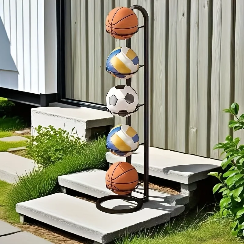 

Органайзеры черных металлических спортивных мероприятий — стеллажи для хранения из прочных материалов, подходящих для различных типов мячей