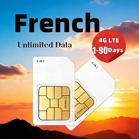 France 4G Network, 1GB/Month Data, 30-Day Service – Suitable for Mobile Phones/Cameras/Tablets/WiFi