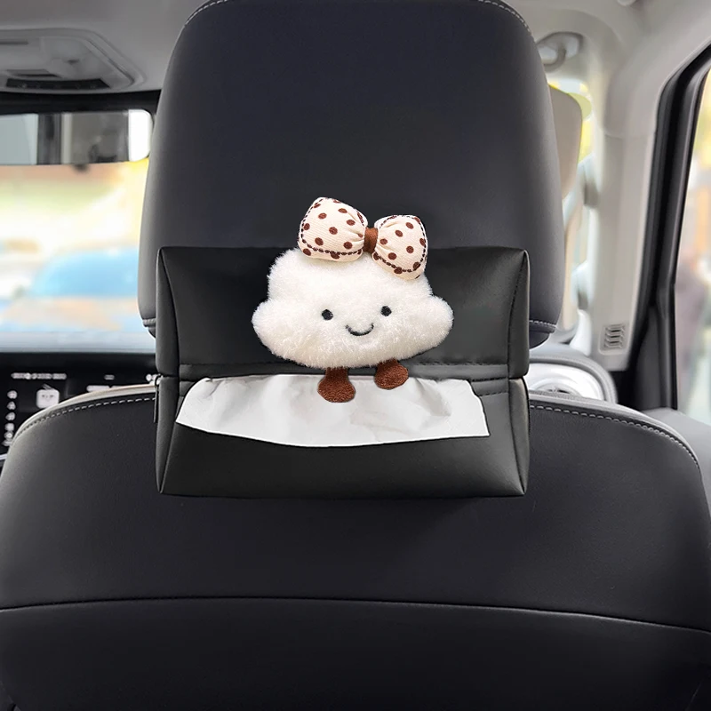 Neue Qualität Leder Auto Tissue Box Für Armlehne Papier Halter Nette Cartoon Hut Wolke Auto Hängen Rücksitz Kopfstütze Lagerung Tasche