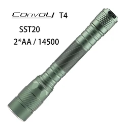 Convoy Green T4 SST20 Flashlight Linterna Led 2*AA 2*14500 Battery 13 Groups Mini Flash Light Fishing Camping Lanterna Latarka