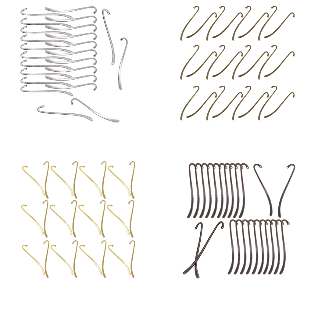 10/24 Pieces Hook Bookmark Zinc Alloy Jewelry Making Bookmarks Home Office Decor Collection Hairpin DIY Crafts Copper image 6
