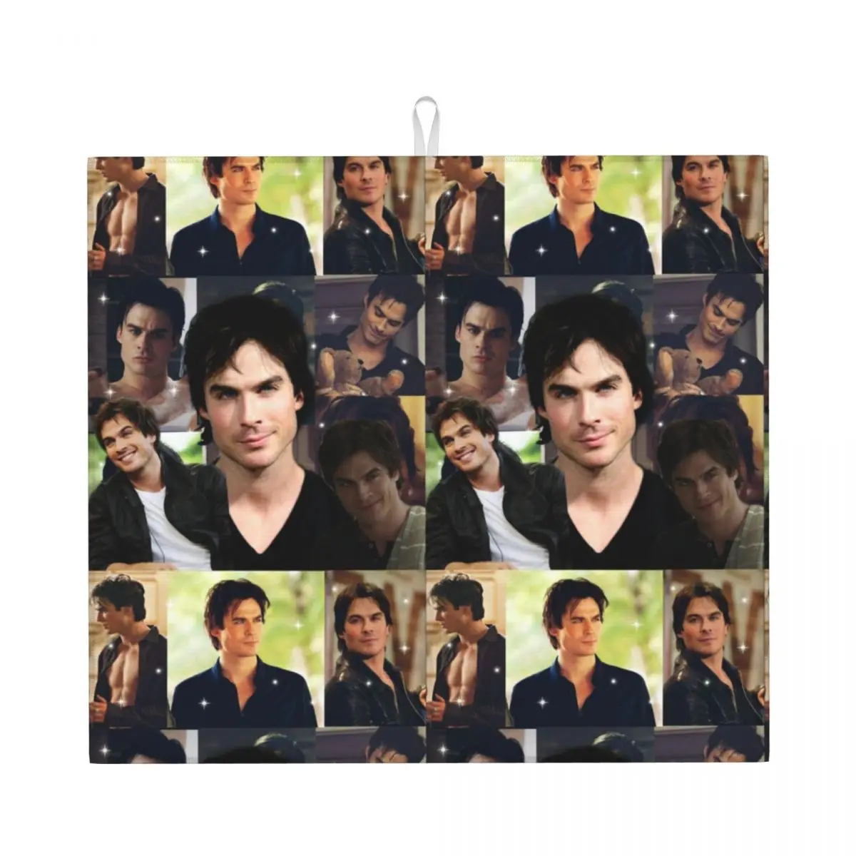 Custom Damon Salvatore The Vampire Diaries TV Show Dish Drying Mats for Kitchen Fast Dry Stefan Salvatore Collage Dishes