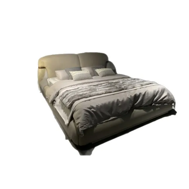 

Italian, minimalist, leather bed, modern, minimalist, light luxury, master bedroom, double bed, soft bag
