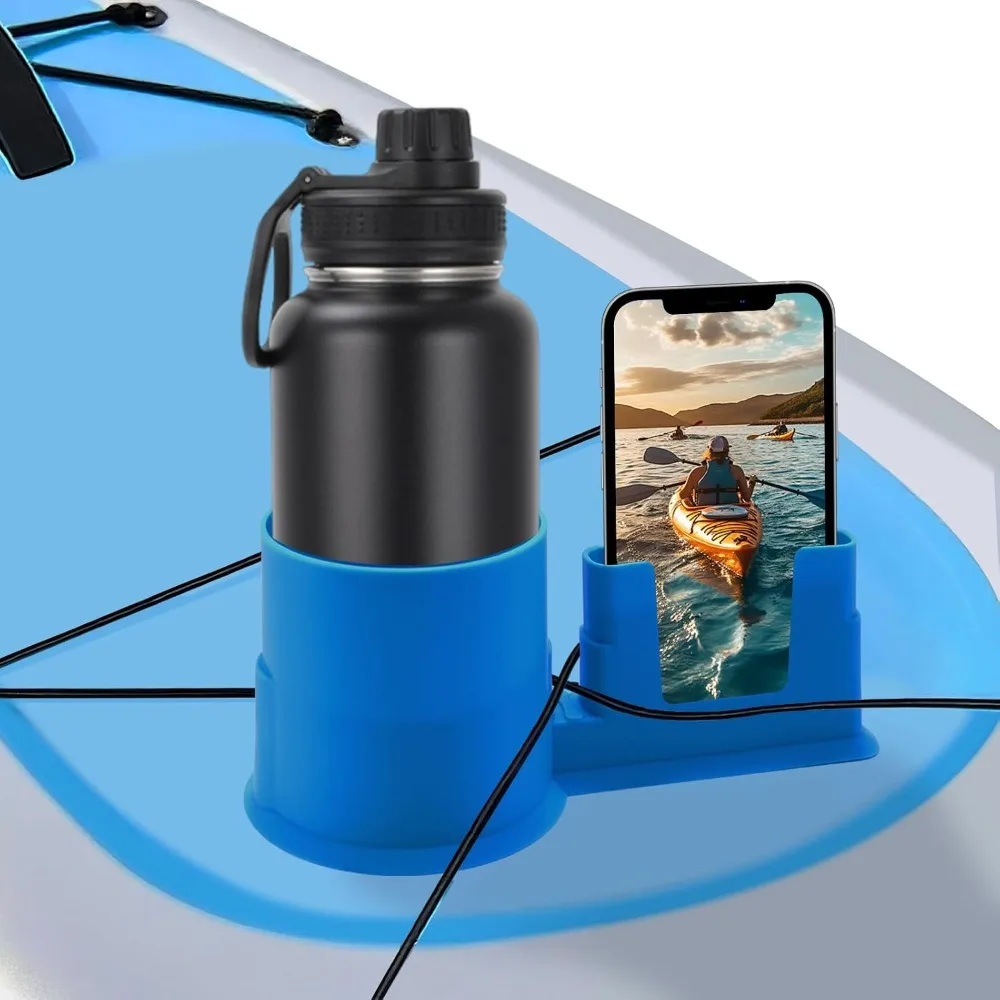 2-in-1 Anti-Flip Cup Paddle Board and Phone Holder for Paddle Board Accessories Surfboards SUP Kayak Holder for Drink (Blue)