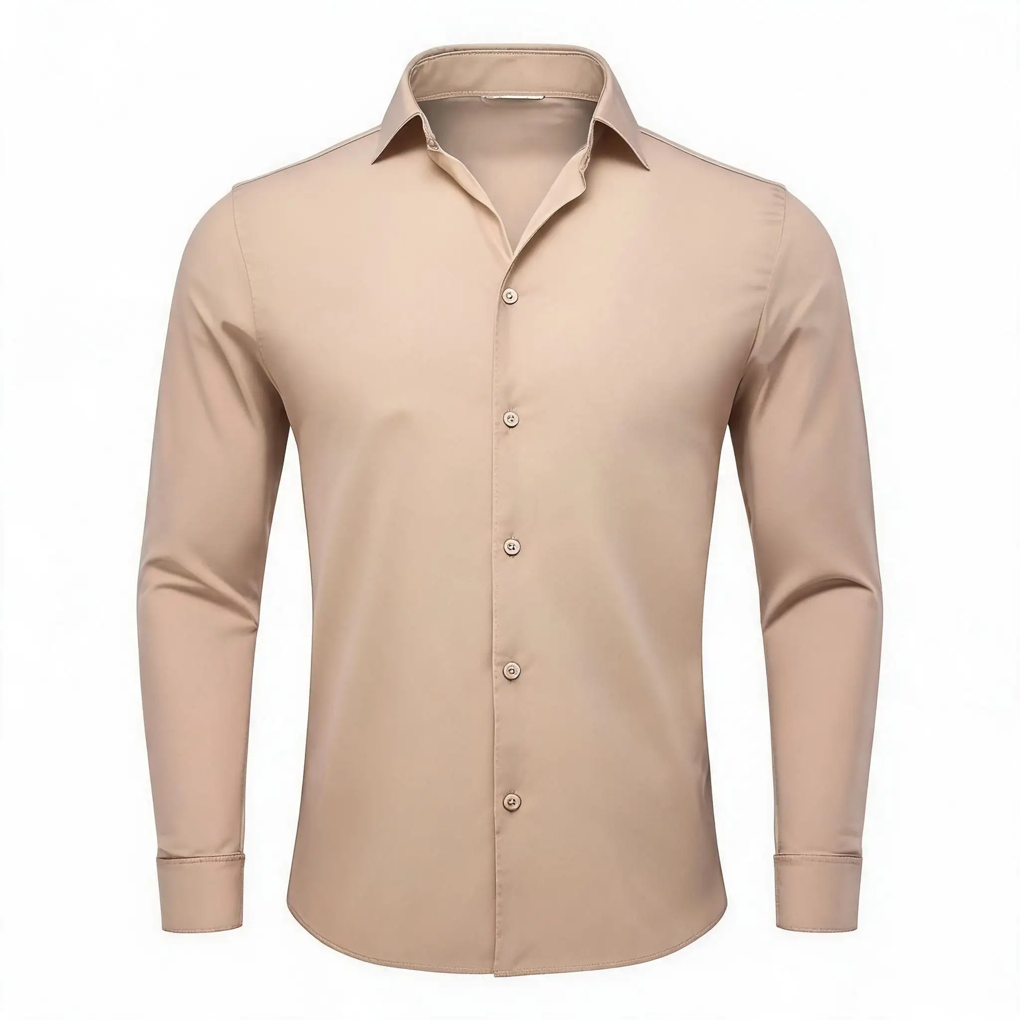 Solid Long Sleeve Shirt Brown or Pink or Purple or Green or Blue or White Office Daily Button Up Top