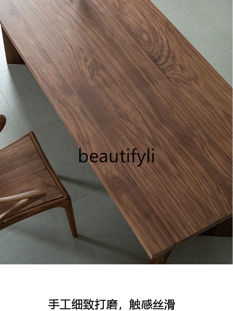 North American black walnut dining table Nordic simple rectangular log desk desk