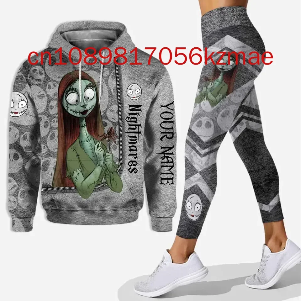2024 New Disney Sally Hoodie And Leggings Women\'s Custom Nightmare Before Christmas Hoodie Yoga Pants Sweatpants Fashion Sets