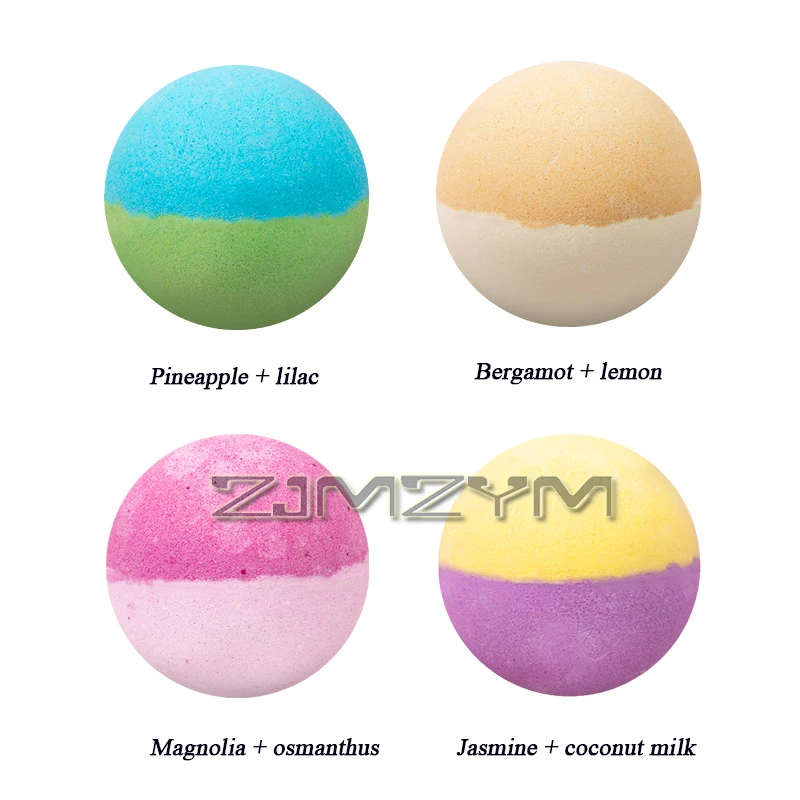 كرات ملح حمام متفجرة ، تحكم في الزيت ، تقشير الزيت العطري ، كرة حمام علاج بالروائح العطرية ، لونين ، g, 5 ks