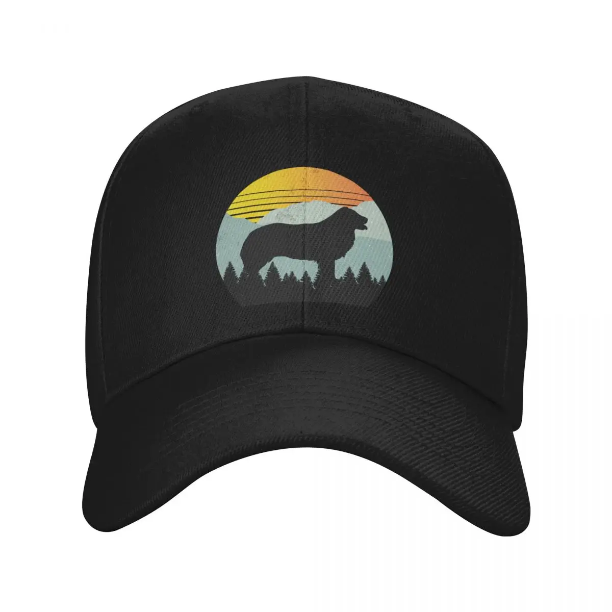 Distressed Vintage Sunset Mountains Happy Border Collie Gift Baseball Cap Sunhat Hat Man For The Sun Women Men's