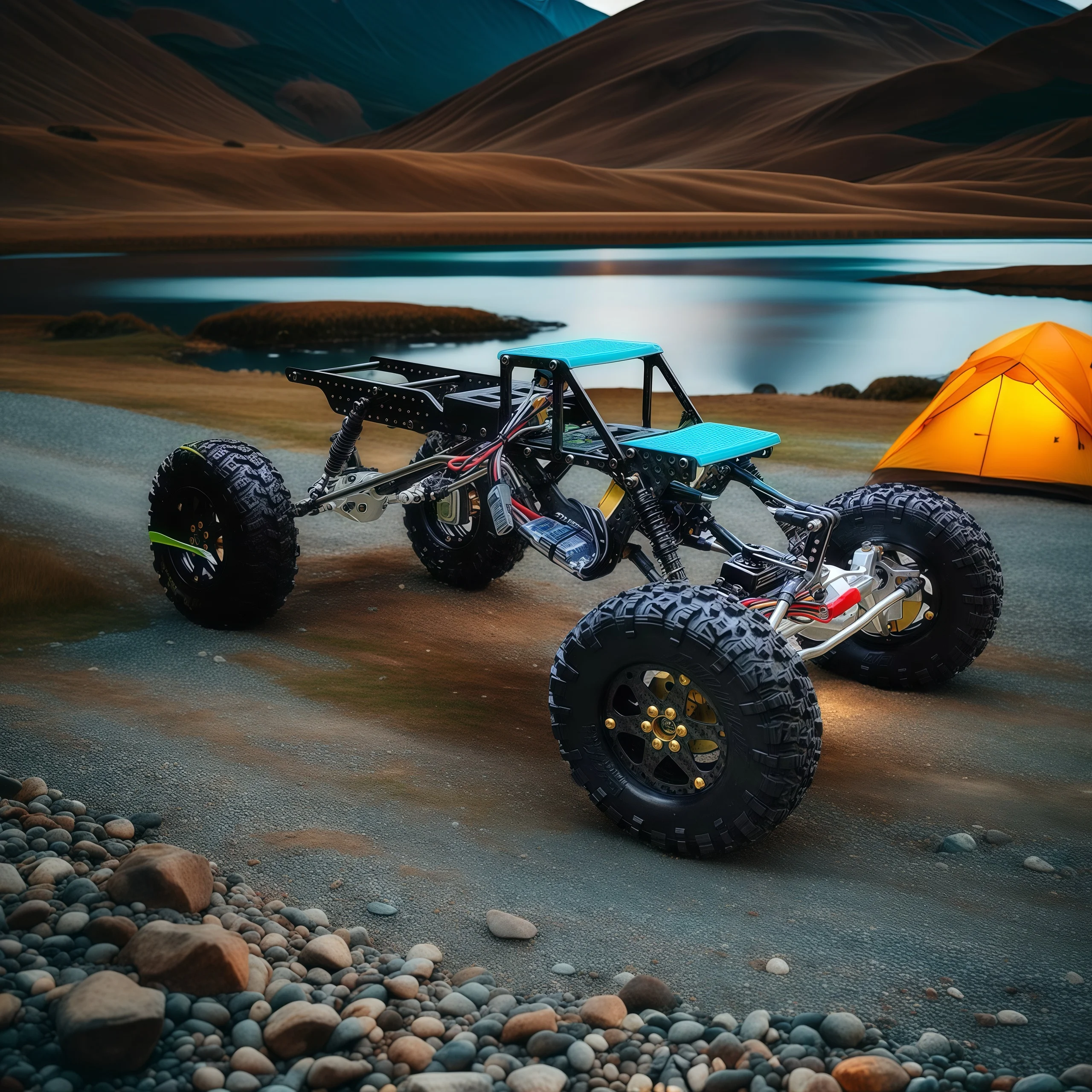 RhinoRC YUE LCG スポーティ クローラー – 5.31 インチの地上高さ、チタン サスペンション リンク、RM-S12 モーター、T70 サーボ