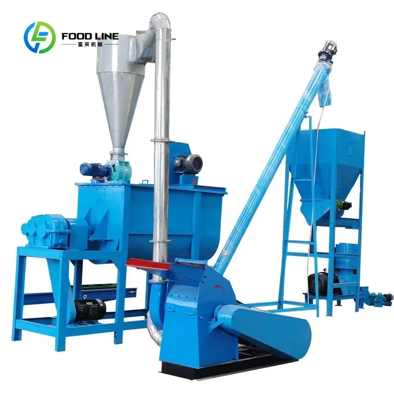 Customized Complete Animal Feed Machine Production Line Poultry Cattle Chicken Feed Pellet Plant
