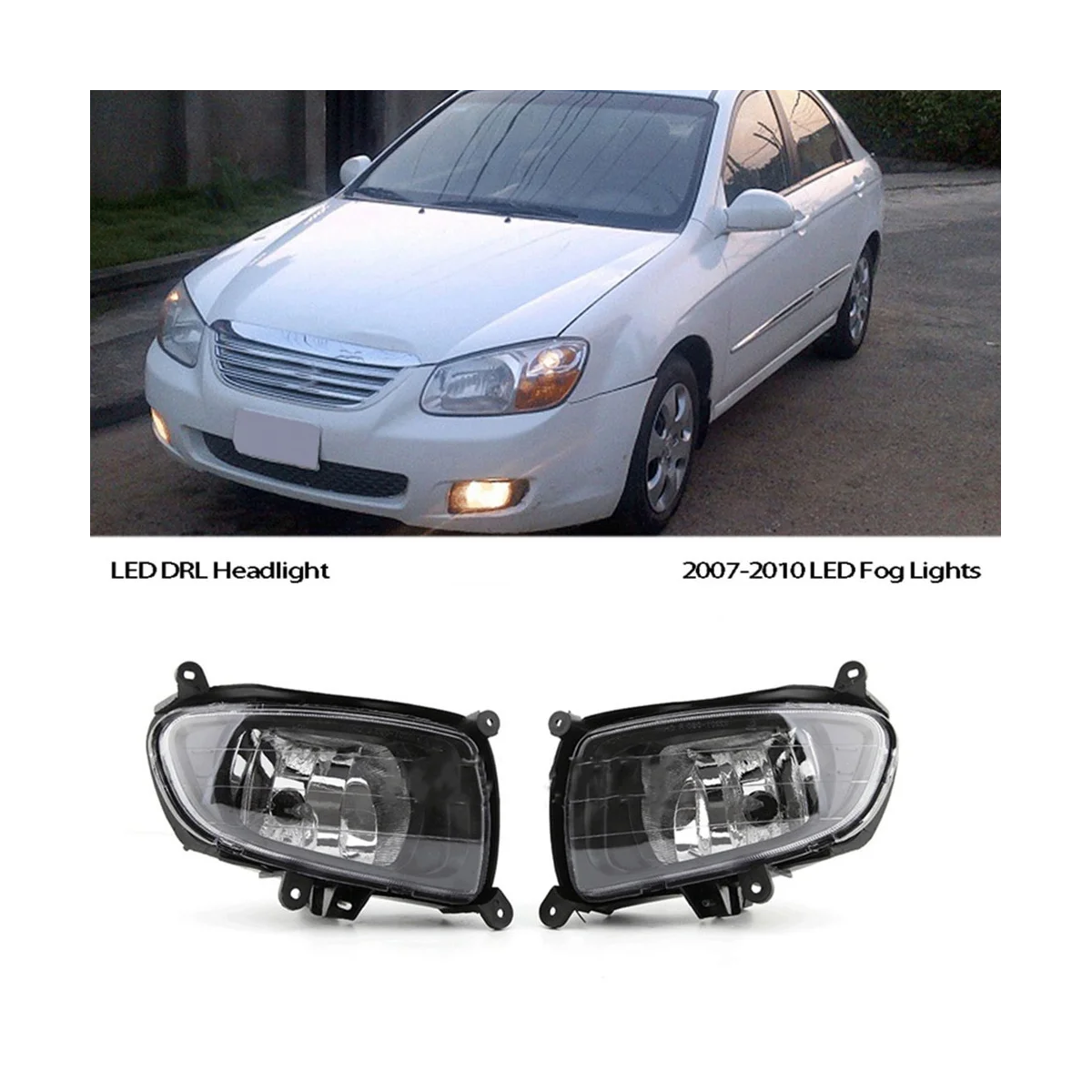 Front Bumper Fog Light DRL Headlight Daytime Running Lights for KIA CERATO Sedan Spectra 2007-2010