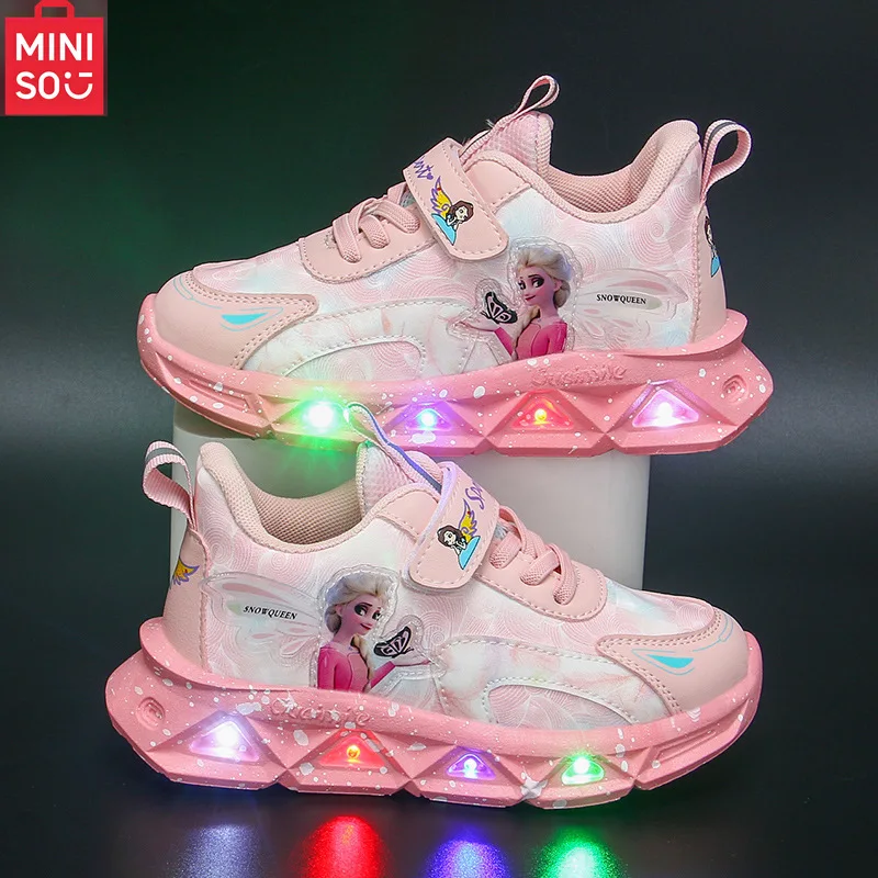 

Кроссовки принцессы Эльзы Miniso для девочек, легкая обувь из дышащей сетки на мягкой подошве для детей