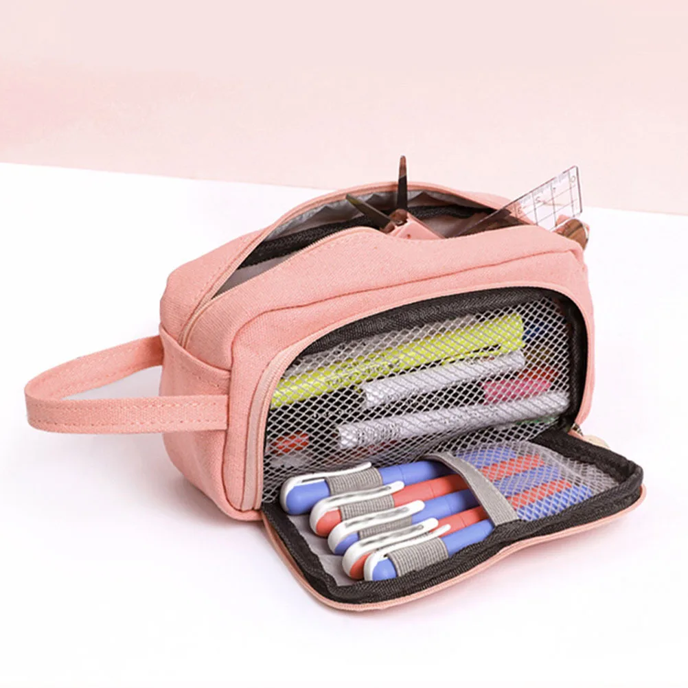 

1Pcs Stationery Storage Bag Canvas Durable Pencil Case Large Capacity Zipper Pen Pouch Student Gift School Supply Organizer