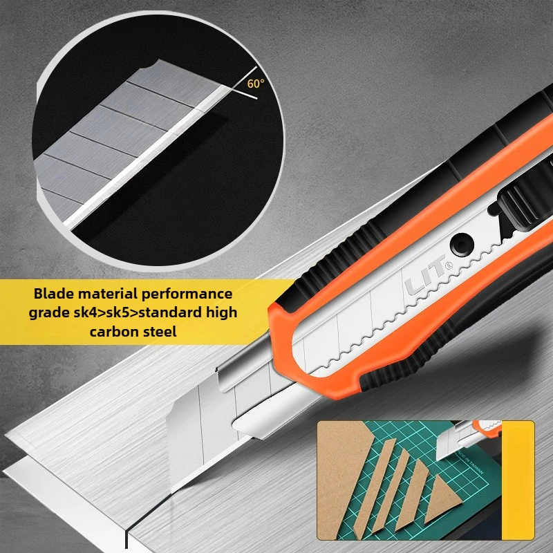 1Pcs orange 18mm Utility Knife  Stainless Steel Blade Retractable Knife Box Cutter Snap-off Utility Knives Cut Rope Paper
