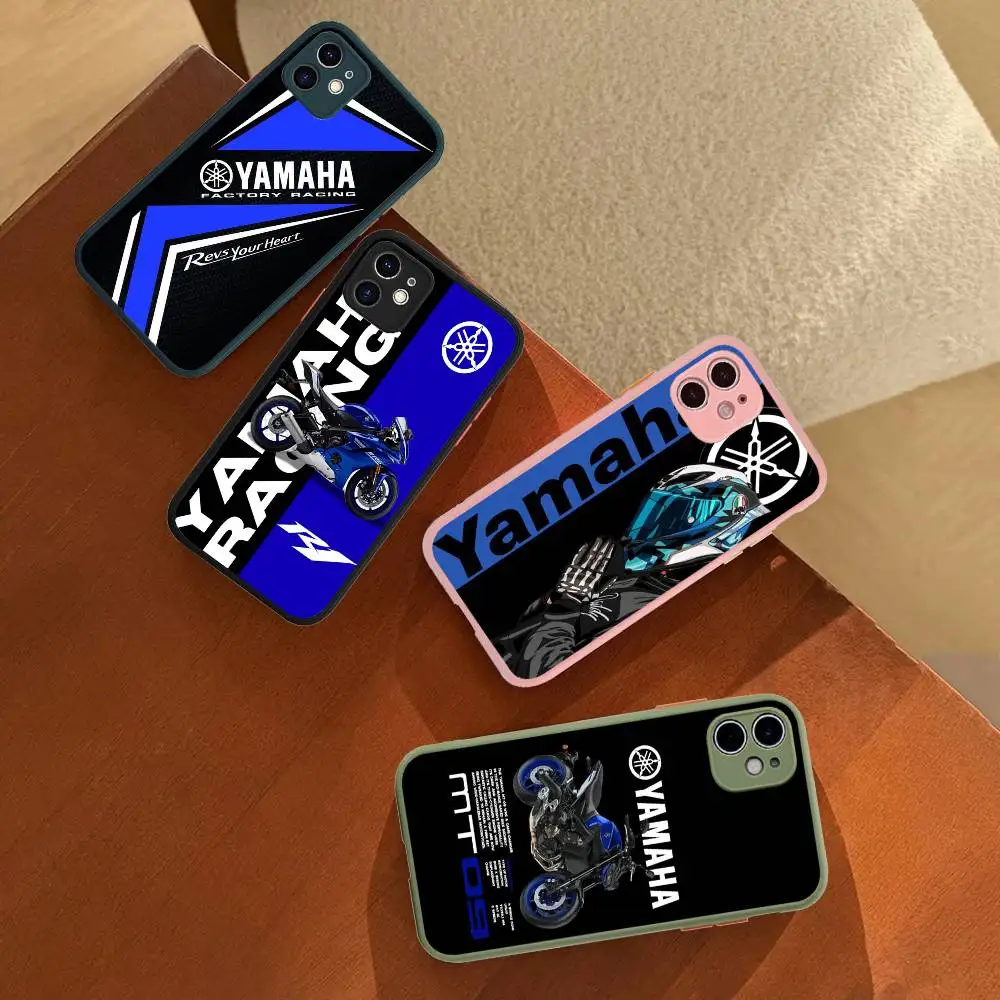 دراجة نارية Y-YamahaES-A جراب هاتف آيفون 16 15 14 13 12 11 برو ماكس 7 8 6 6s زائد ماتي غطاء