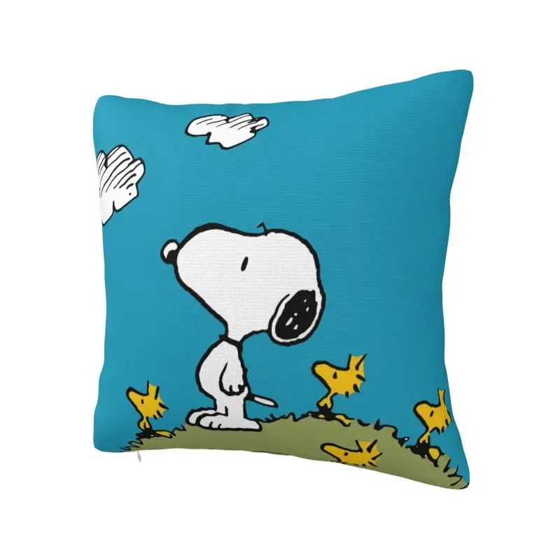 Custom Cute Cartoon Snoopy Throw Pillow Covers Home Decorative Cushions Cover For Sofa Car Seat Square Polyester Pillowcase