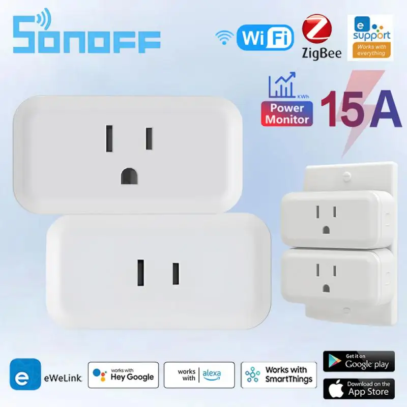 

SONOFF S40Lite US/JP Smart Plug 15A WiFi ZigBee MINI Розетки Монитор Защита от перегрузки энергии с Alexa Google