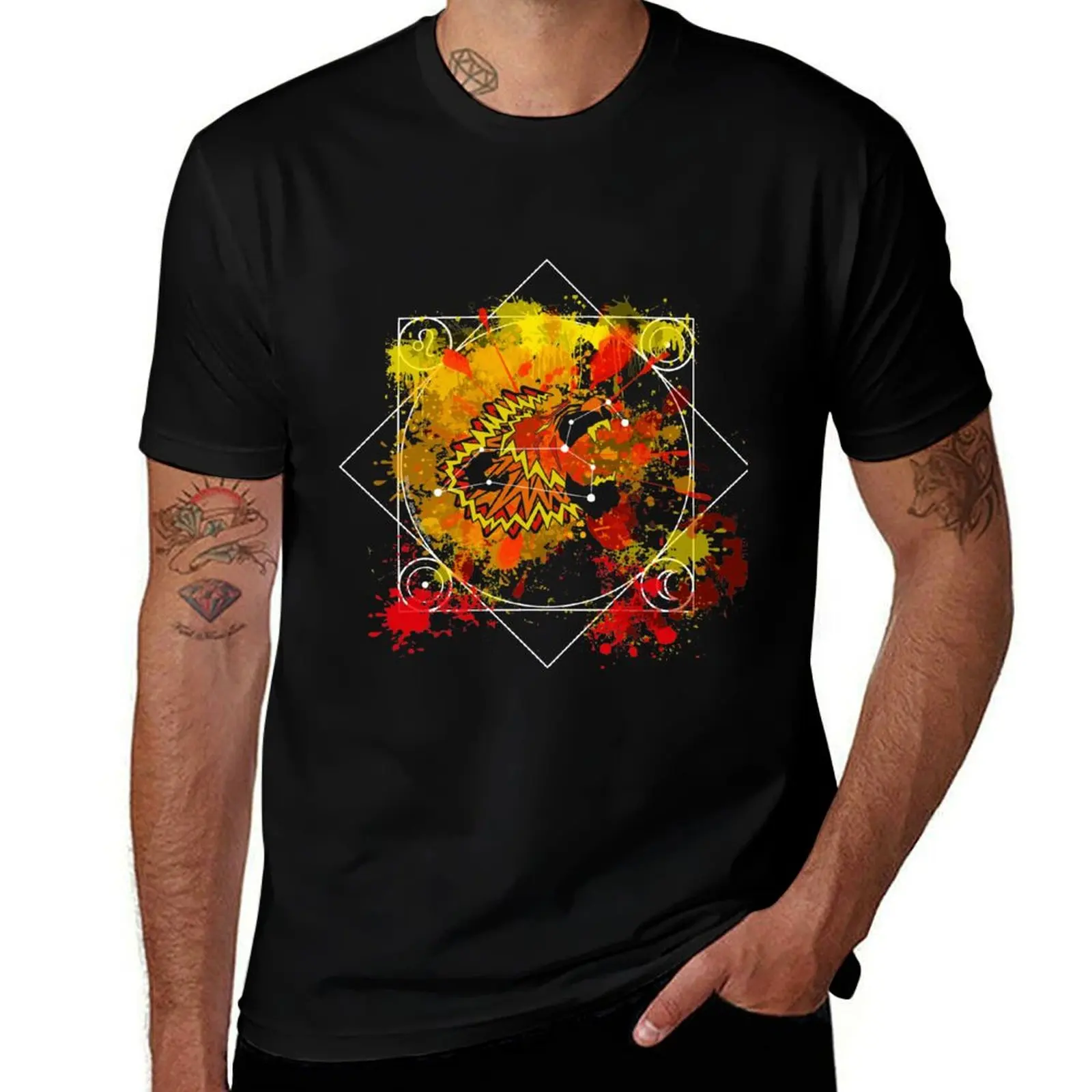 Leo Paint Splat Constellation T-Shirt Plus Size Loose Fit T-Shirt