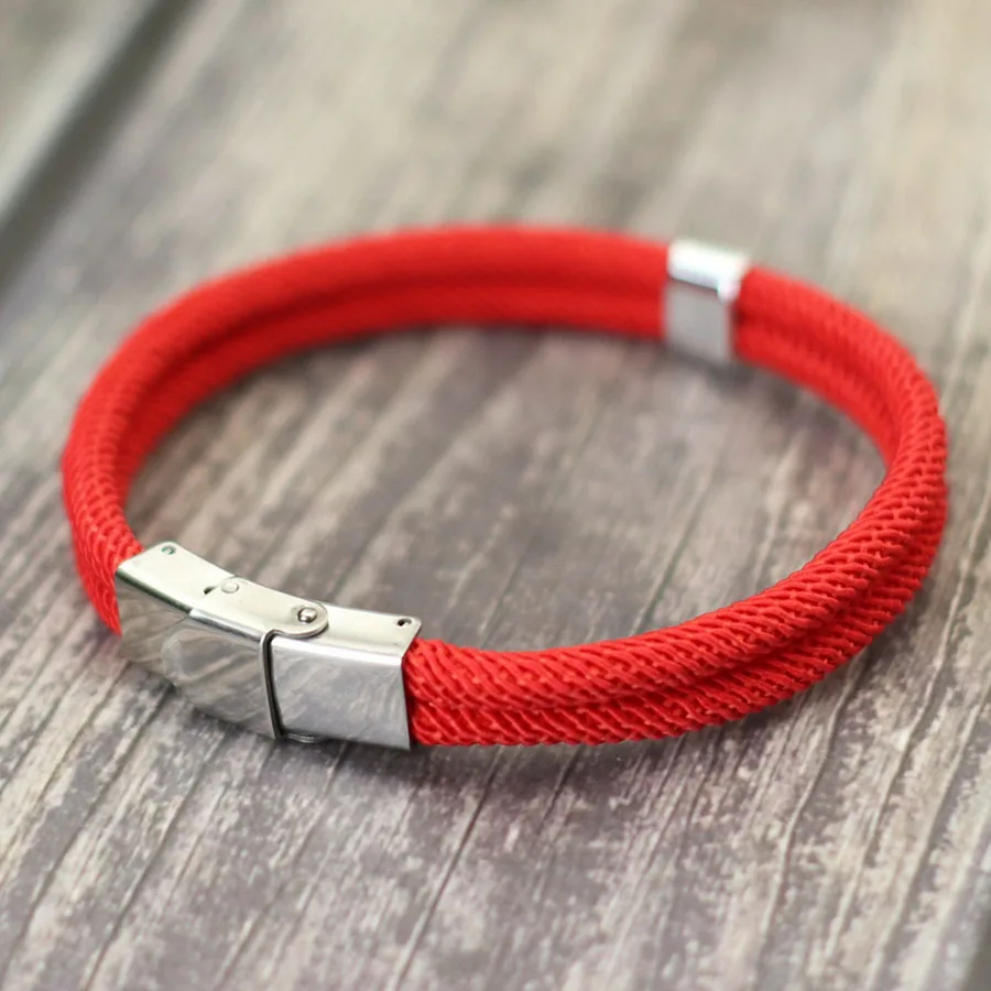New Fashion Men Rope Bracelet Stainless Steel Buckle Double Layer Thread Nautical Braclet Bangle Hiphop Rock Accessories Homme