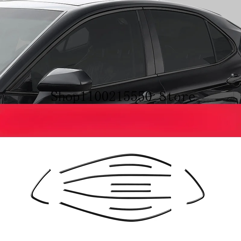 

10PCS Fit For Toyota Camry 2018-2023 Glossy Black Car Window Sill Trim Molding Strips Cover Trim Auto Styling Accessories