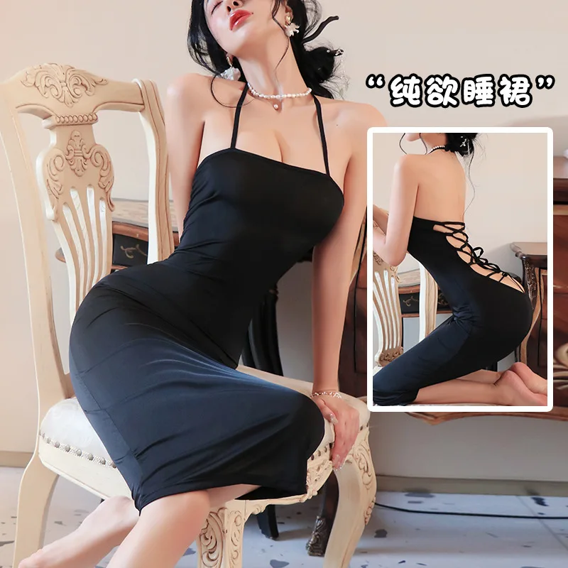 Seductive Bodysuit with Backless Design and Hip-Hugging Dress