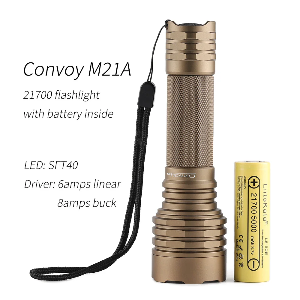 Convoy M21A with luminus SFT40,copper DTP board and ar-coated inside, Temperature protection,with 21700 battery