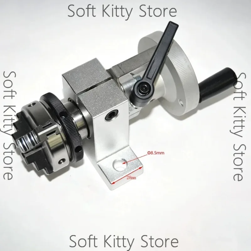 Hand-Crank 3-Jaw Chuck with 0-360° Indexable Scale, Locking Device, Desktop DIY Rotary Clamping Fixture for Drilling – SK30-C2