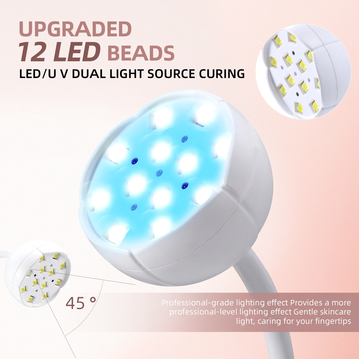 Lampada per unghie da scrivania 360 ° flessibile ricaricabile 12 LED essiccatore per unghie per la polimerizzazione di tutti i Gel per unghie lampada UV portatile a LED per Manicure Nail Art