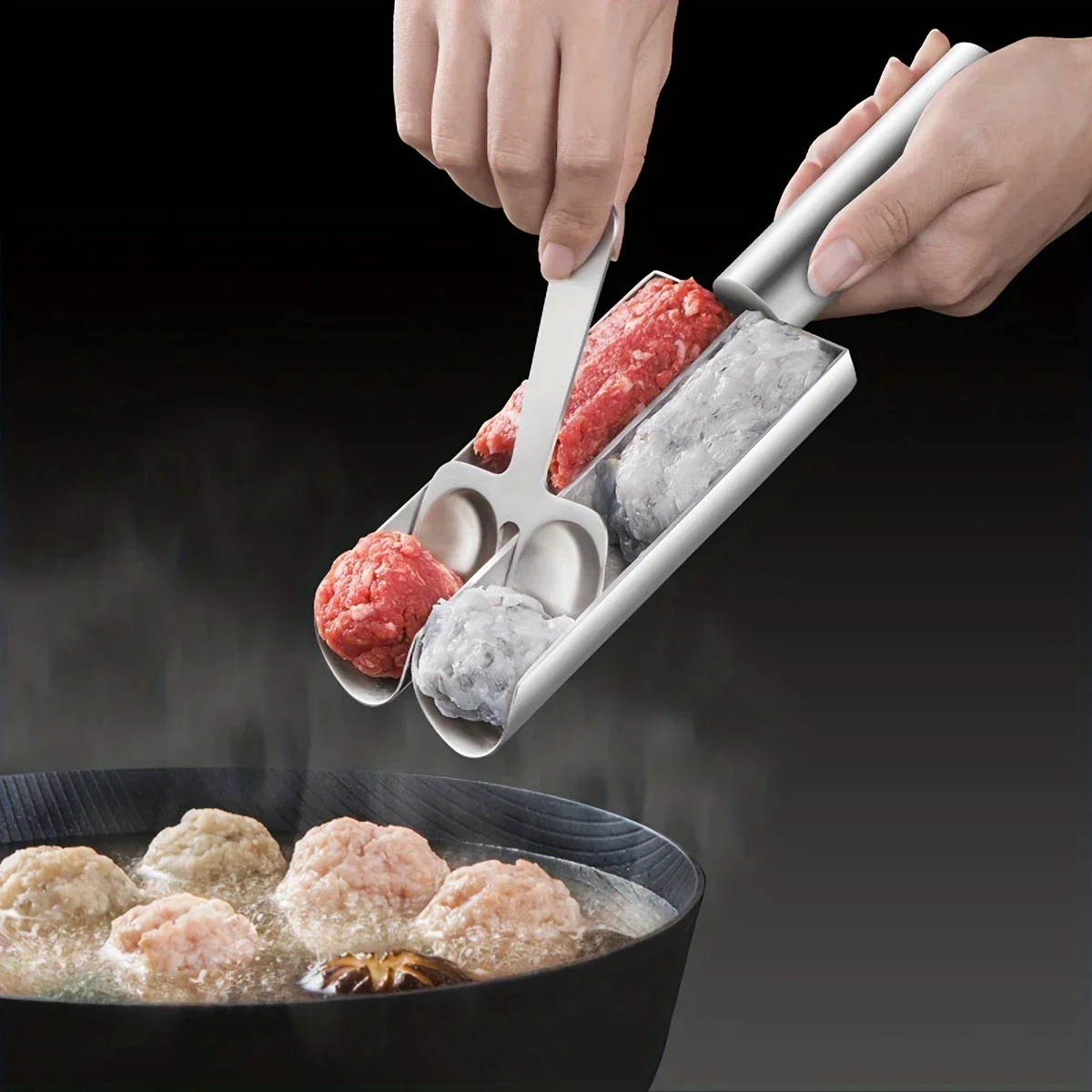 Easy-Release Non-Stick Meatball Maker Set - Manual Meatball Spoon for Effortless Fish Balls-Ideal Kitchen Tools for Home Cooking