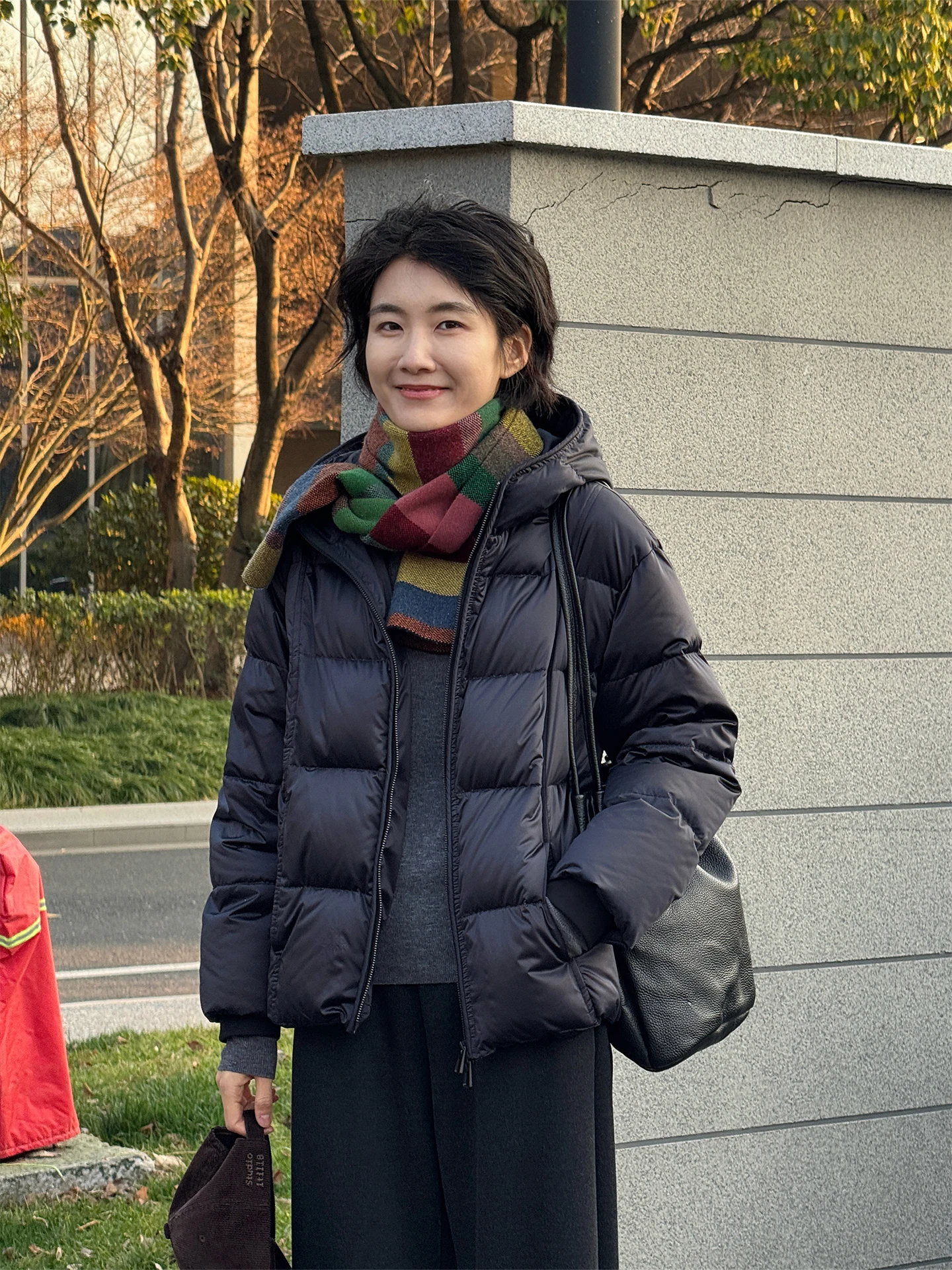 

Теплая женская пуховая куртка Langqing Tong с капюшоном, двойной молнией, на гусином пуху, для повседневной носки, стандартный крой, сшитый узор