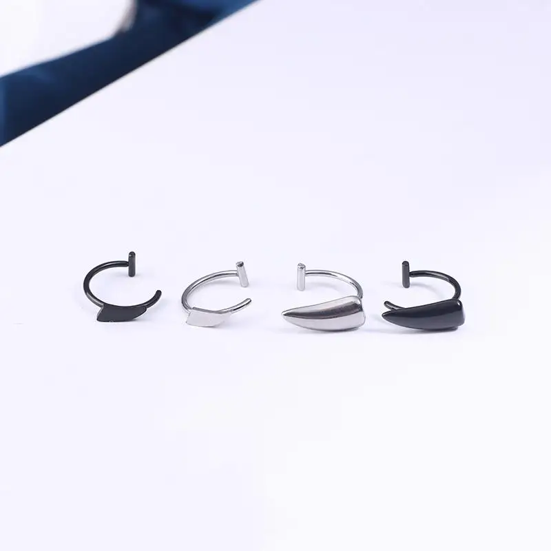 2 قطع هالوين وهمية هيئة ثقب المجوهرات قوي الفولاذ المقاوم للصدأ فانغ الشفاه خواتم لا ثقب المجوهرات لعشاق الموضة #4