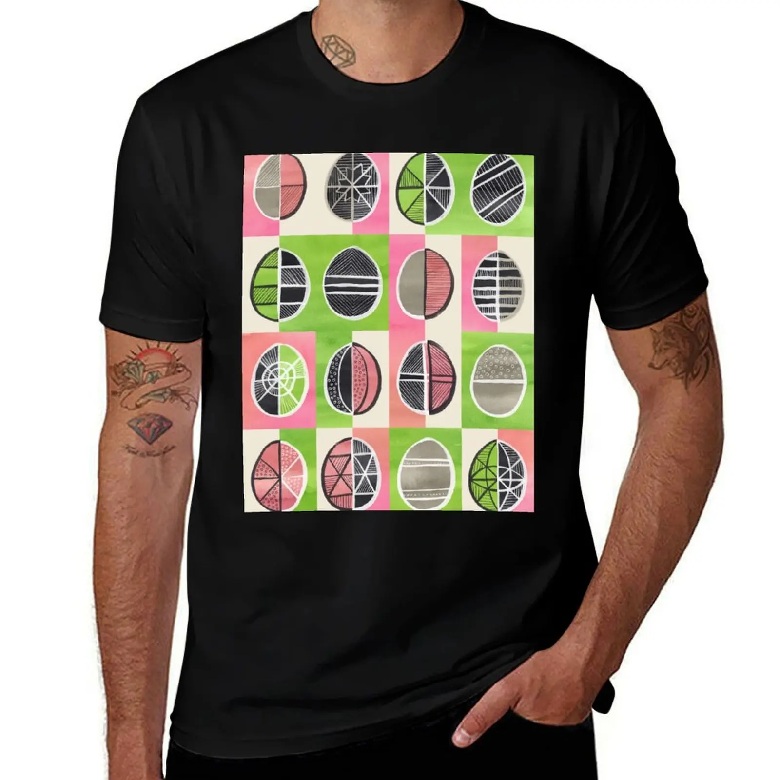

Easter Egg Batik / Pink and Green T-Shirt for a boy cheap stuff Men's t shirts