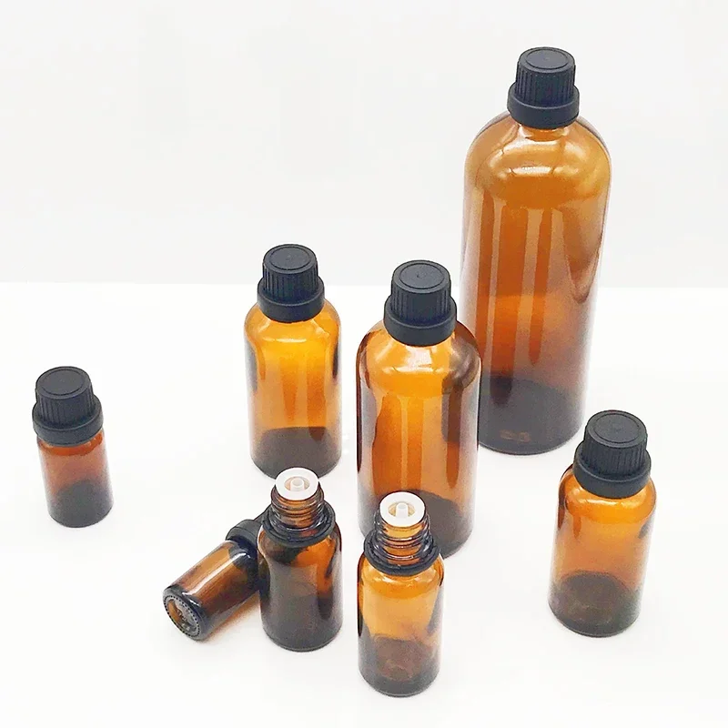 

24PCS 5/10/15/20/30ml Dropper Bottles Amber Glass Aromatherapy Liquid Refillable Bottles Essential Oil Glass Jar Pipette Vials