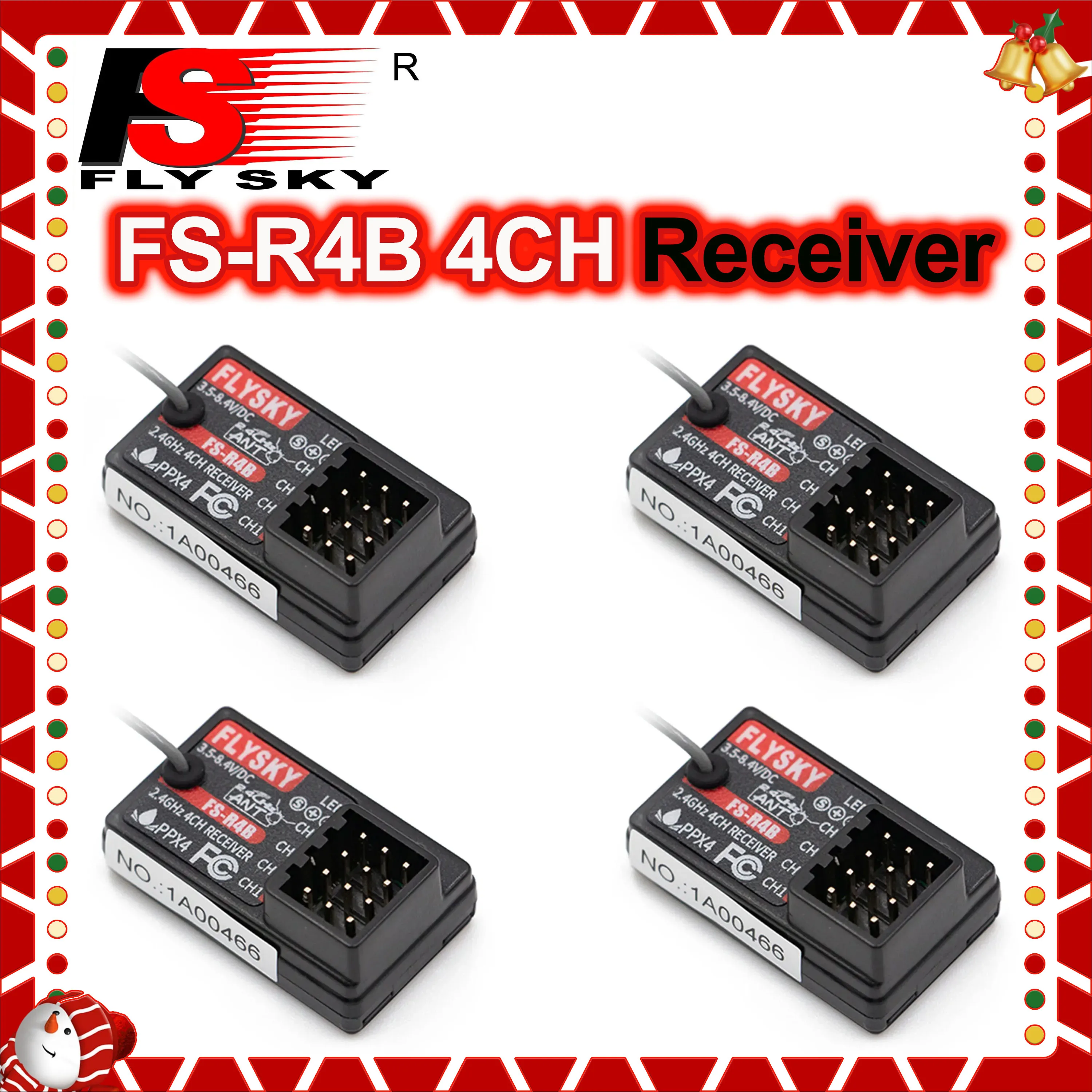 

1/2/4PCS FLYSKY FS-R4B 4 Channel 4CH 2.4G Mini PWM Receiver 3.5-8.4V ANT Single Antenna for RC Car Boat Transmitter Model Toy