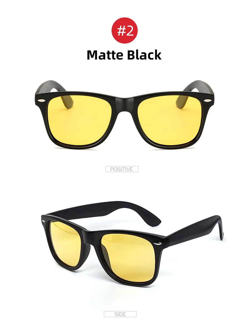 VIVIBEE Classic Night Vision Glasses Men Square Polarized Lenses UV400 Yellow Sunglasses for Women 2026 Driving Goggles